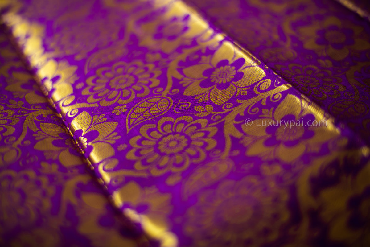 Exquisite Vadamalli Poo Purple Kanchipuram Pure Pattu (Silk) Handloom Kai Korvai Bridal Wedding Saree