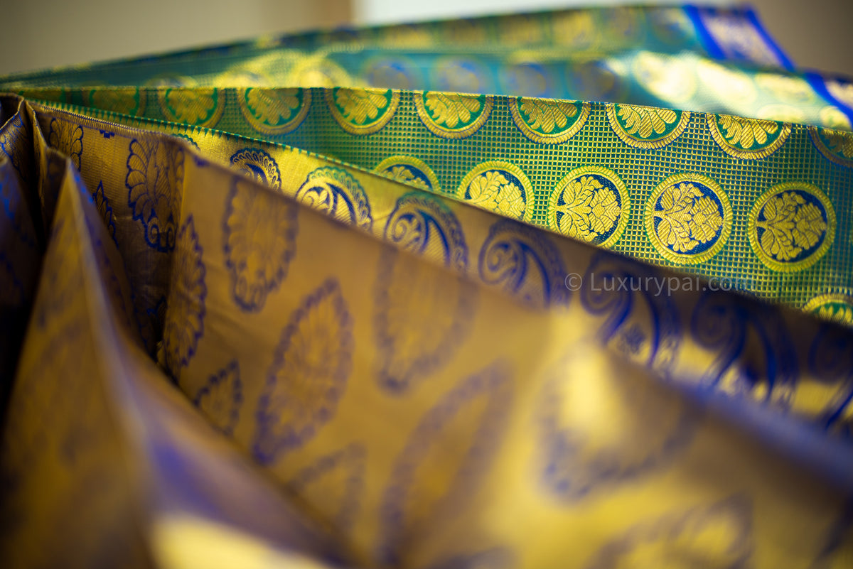 Elegant Parrot Green Kanchipuram Pure Pattu (Silk) Handloom Kai Korvai Bridal Wedding Saree