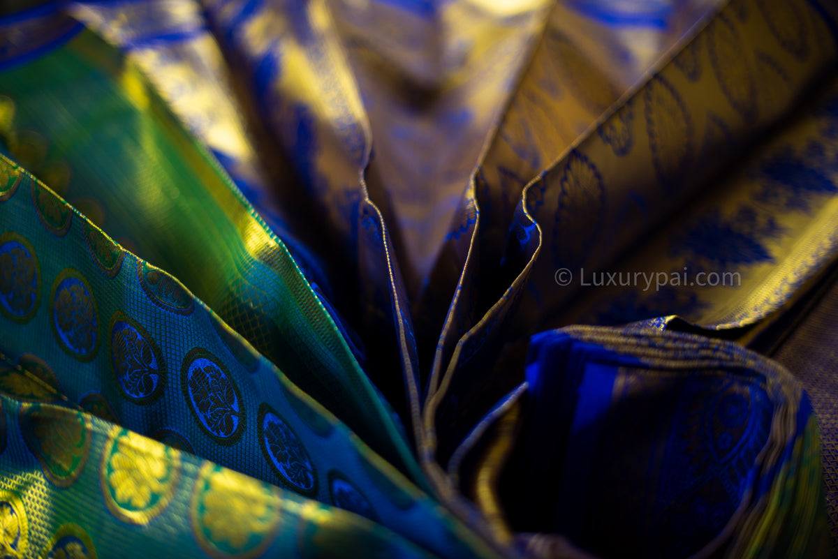 Elegant Parrot Green Kanchipuram Pure Pattu (Silk) Handloom Kai Korvai Bridal Wedding Saree