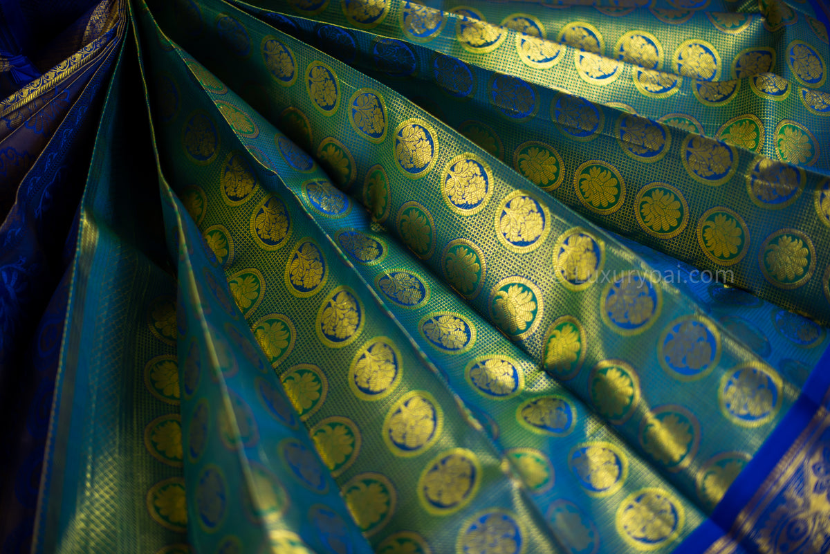 Elegant Parrot Green Kanchipuram Pure Silk Handloom Bridal Wedding Saree