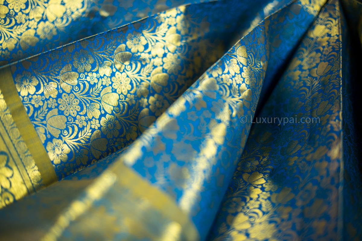 Gorgeous Ramar Blue Kanchipuram Pure Pattu (Silk) Handloom Kai Korvai Bridal Wedding Saree