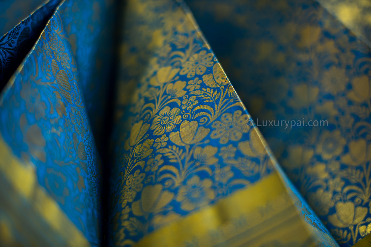 Gorgeous Ramar Blue Kanchipuram Pure Pattu (Silk) Handloom Kai Korvai Bridal Wedding Saree