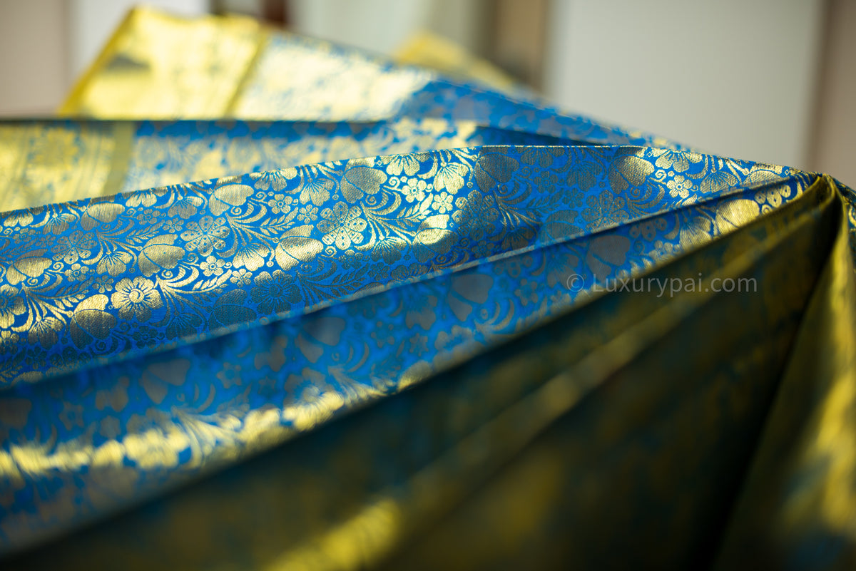 Gorgeous Ramar Blue Kanchipuram Pure Pattu (Silk) Handloom Kai Korvai Bridal Wedding Saree