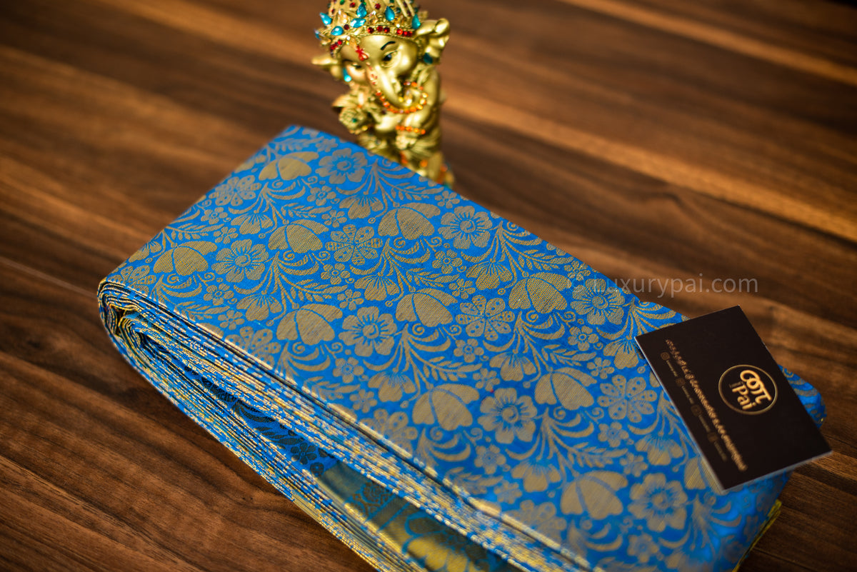 Gorgeous Ramar Blue Kanchipuram Pure Pattu (Silk) Handloom Kai Korvai Bridal Wedding Saree