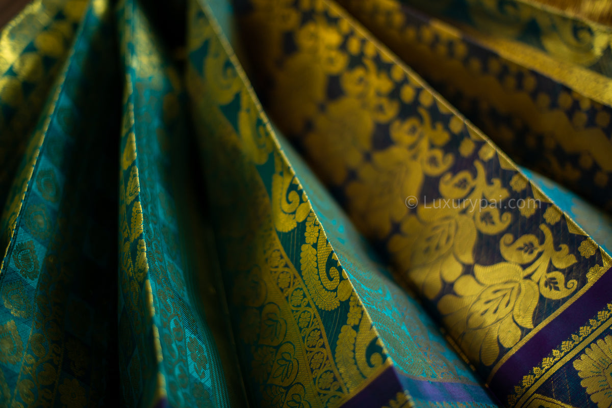 Elegant Green Kanchipuram Pure Silk Handloom Bridal Wedding Saree