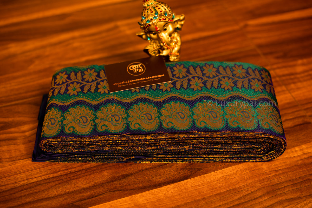 Elegant Iridescent Kanchipuram Pure Pattu (Silk) Handloom Kai Korvai Bridal Wedding Saree