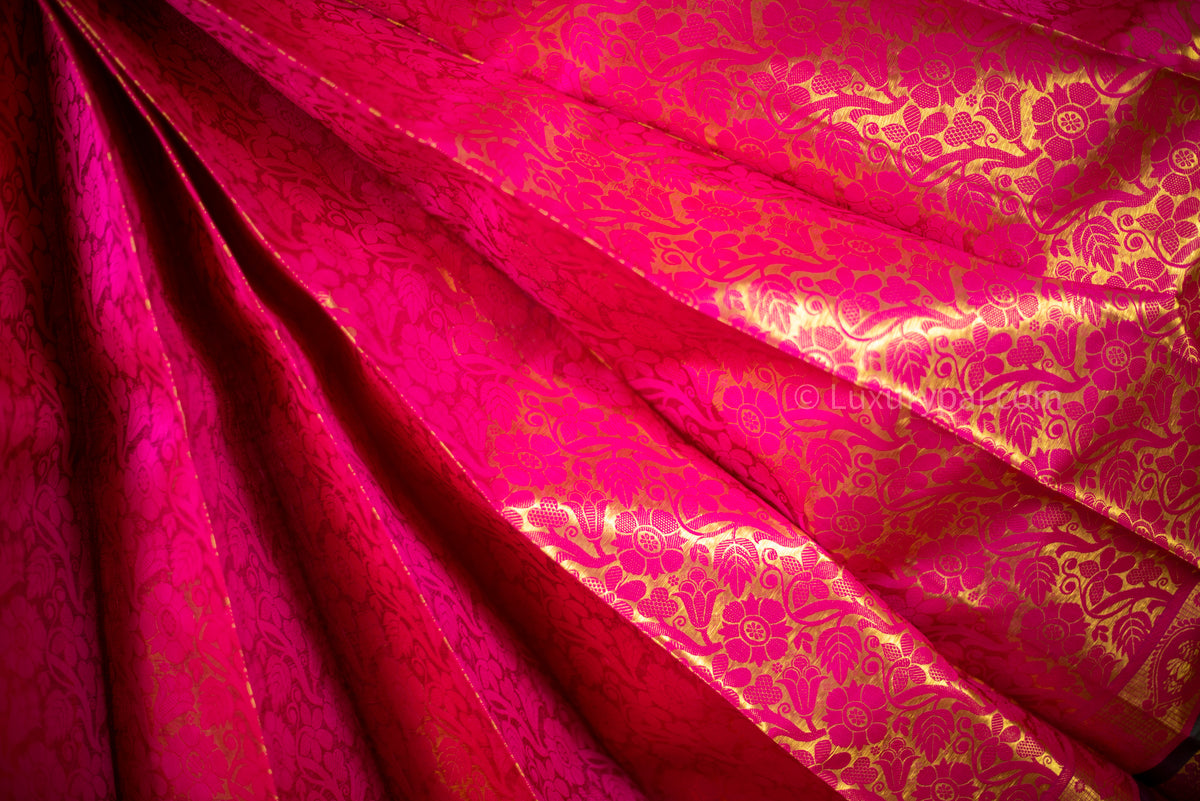 Stunning Cotton Candy Kanchipuram Pure Pattu (Silk) Handloom Kai Korvai Bridal Wedding Saree