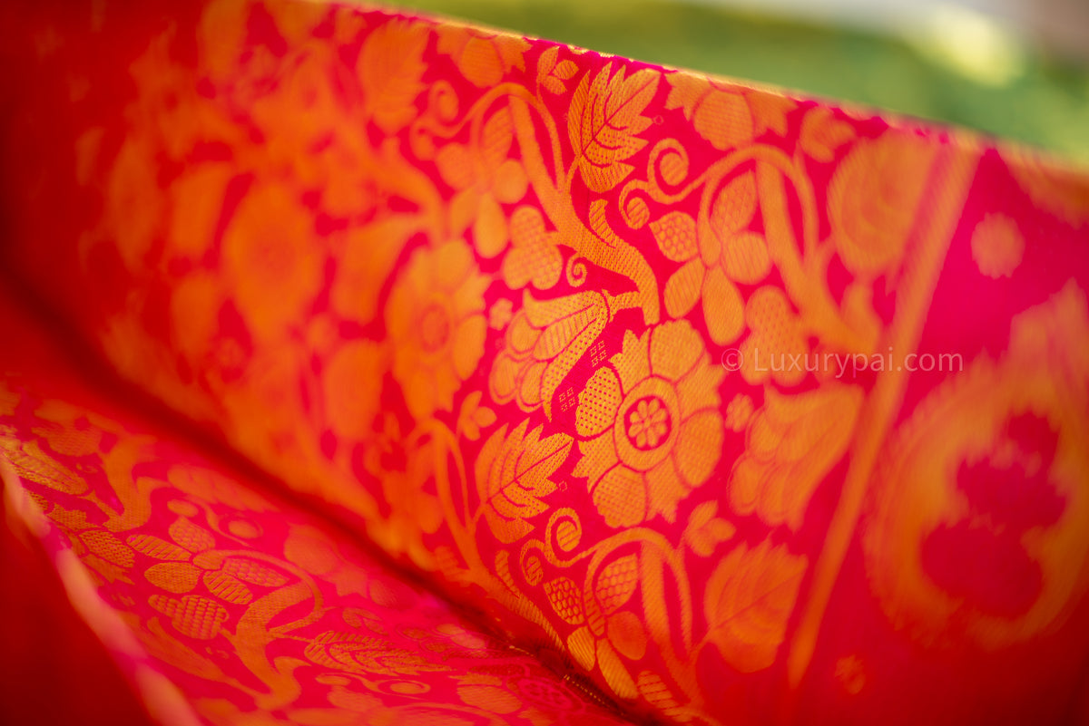 Stunning Cotton Candy Kanchipuram Pure Pattu (Silk) Handloom Kai Korvai Bridal Wedding Saree