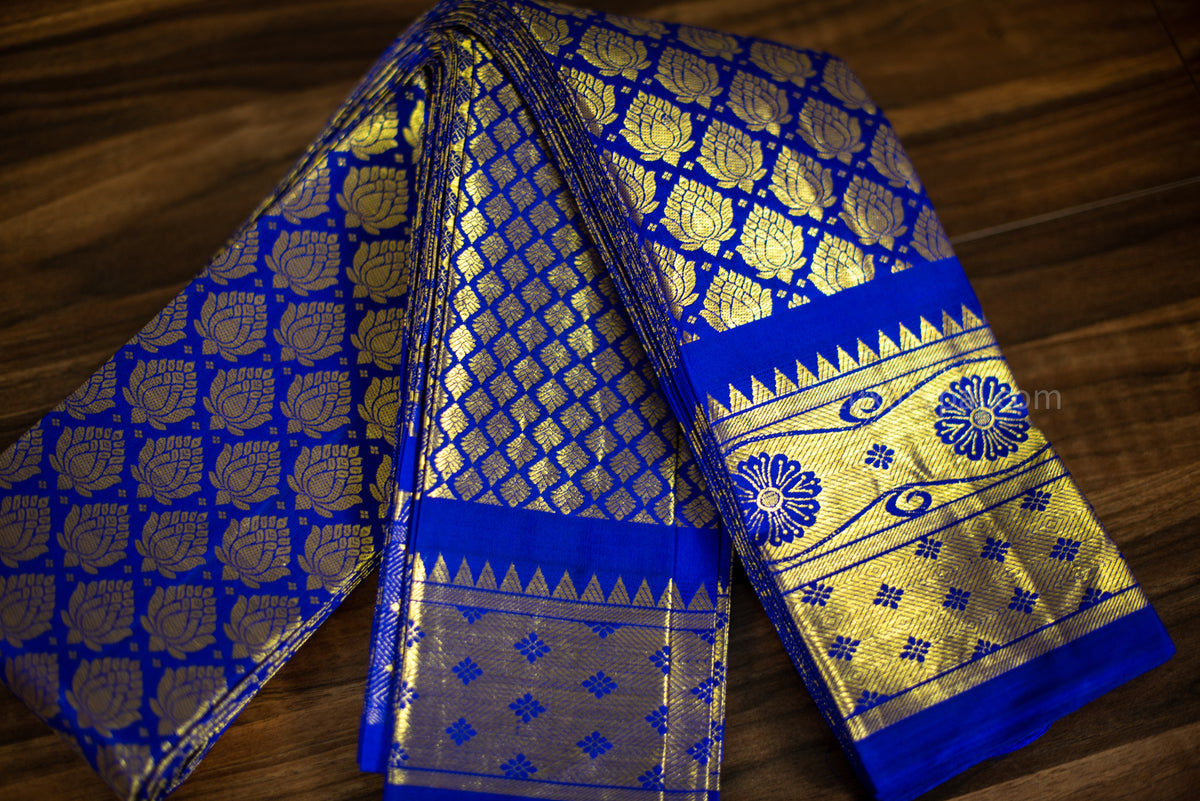 Elegant Violet Kanchipuram Pure Pattu (Silk) Handloom Kai Korvai Bridal Wedding Saree