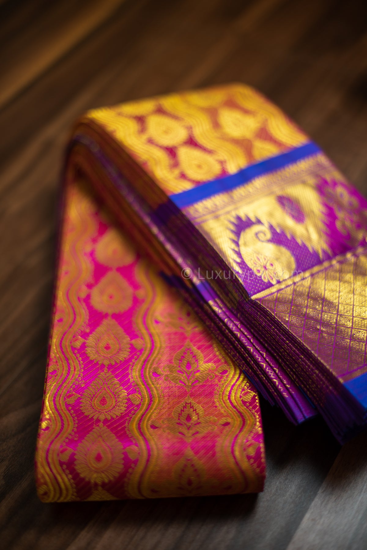 Elegant Rose Pink Kanchipuram Pure Pattu (Silk) Handloom Kai Korvai Bridal Wedding Saree