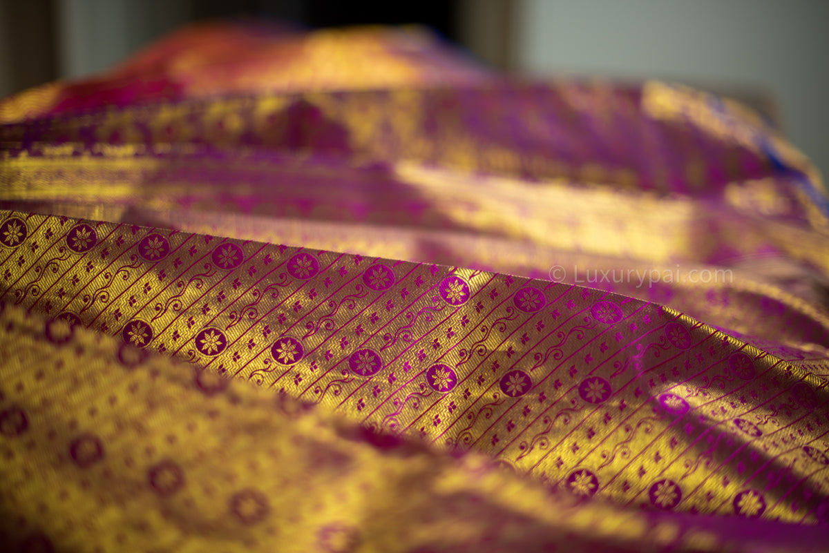 Elegant Rose Pink Kanchipuram Pure Pattu (Silk) Handloom Kai Korvai Bridal Wedding Saree