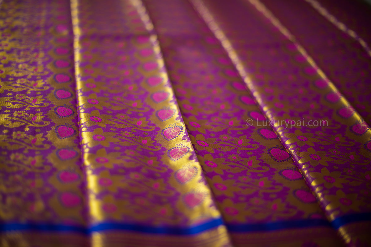 Elegant Rose Pink Kanchipuram Pure Pattu (Silk) Handloom Kai Korvai Bridal Wedding Saree