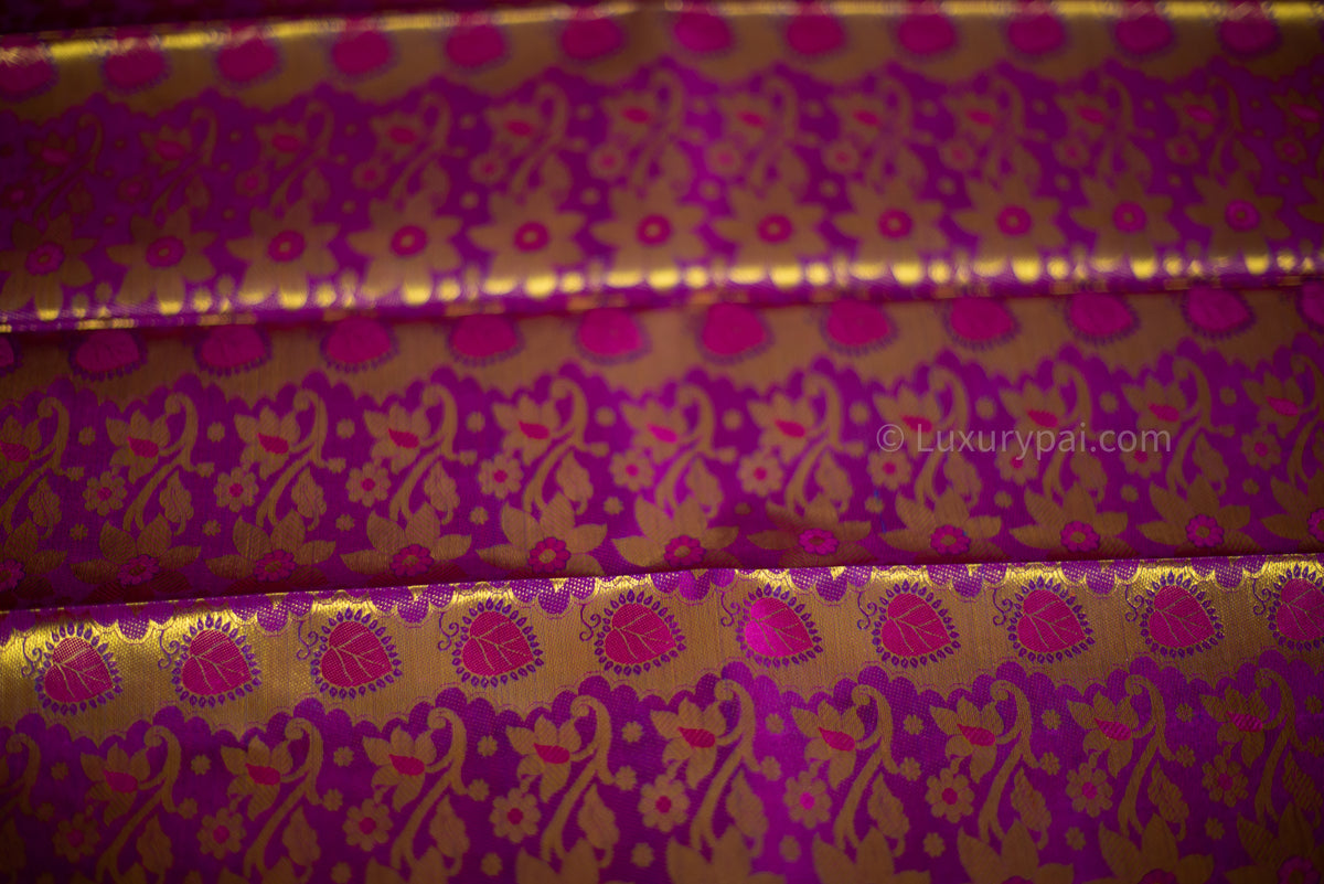 Elegant Rose Pink Kanchipuram Pure Pattu (Silk) Handloom Kai Korvai Bridal Wedding Saree