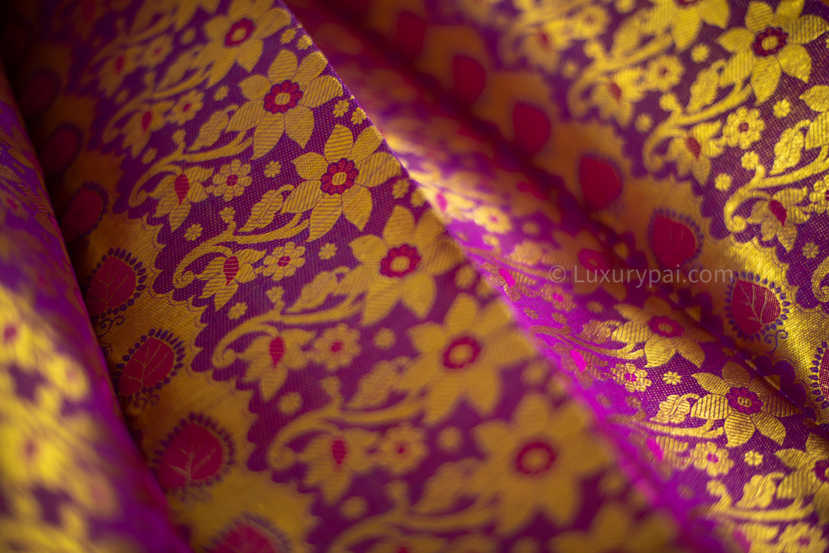 Elegant Rose Pink Kanchipuram Pure Pattu (Silk) Handloom Kai Korvai Bridal Wedding Saree