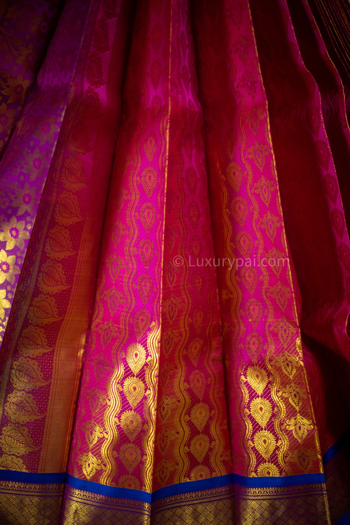 Elegant Rose Pink Kanchipuram Pure Pattu (Silk) Handloom Kai Korvai Bridal Wedding Saree