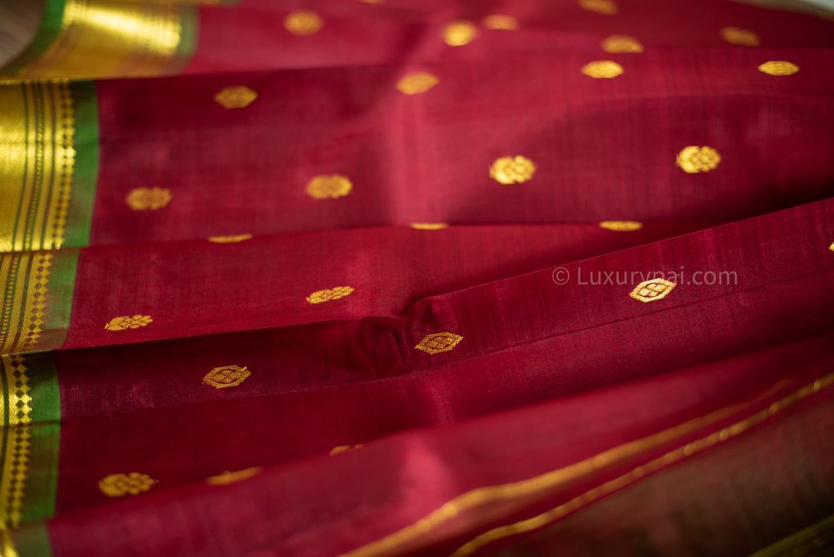 Gorgeous Rakita Rakita Kanchipuram Pattu Saree in Maroon with Butta Design