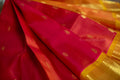 Kumkumam & Fenugreek Kanchipuram Silk Saree: Elegant Butta Motif with Handwoven Kai Korvai Technique