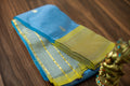 Exquisite Kanchipuram Silk Saree in Ethereal Sky Blue with Intricate Butta Motifs - Traditional Kai Korvai Handloom Artistry with Delicate Fenugreek Green Accents