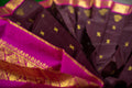 Exquisite Kanchipuram Pure Silk Saree in Rich Chocolate Brown with Pink Border
